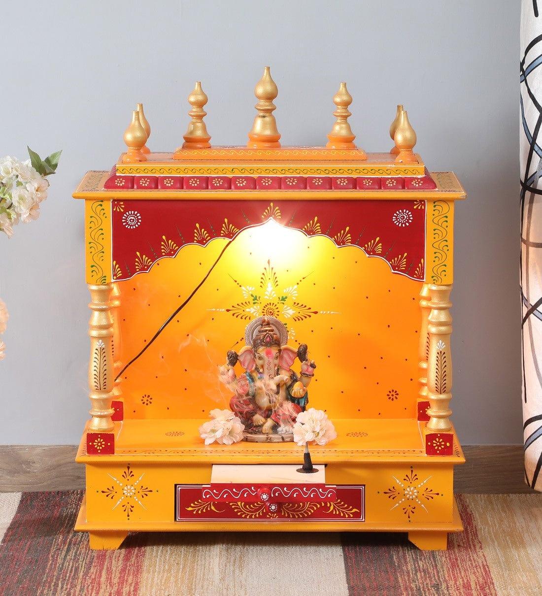 Multicolor Sheesham Wood & MDF Pooja Mandir Without Door, - Ouch Cart