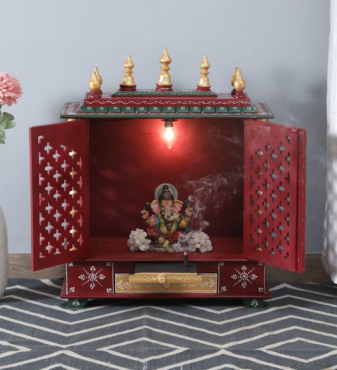 Multicolor Sheesham Wood & MDF Pooja Mandir Without Door, - Ouch Cart