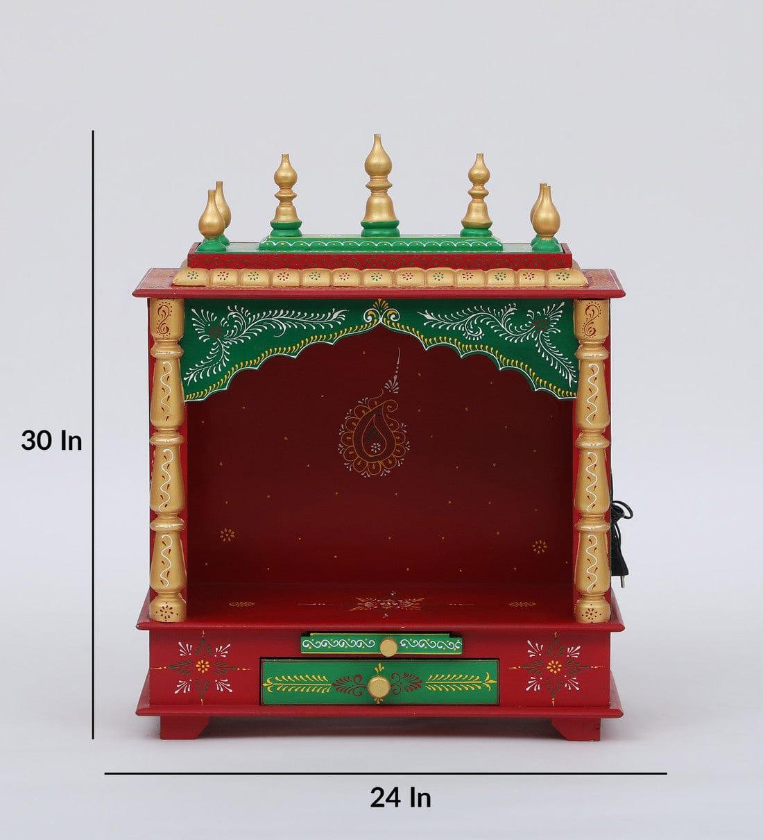 Multicolor Sheesham Wood & MDF Pooja Mandir Without Door, - Ouch Cart