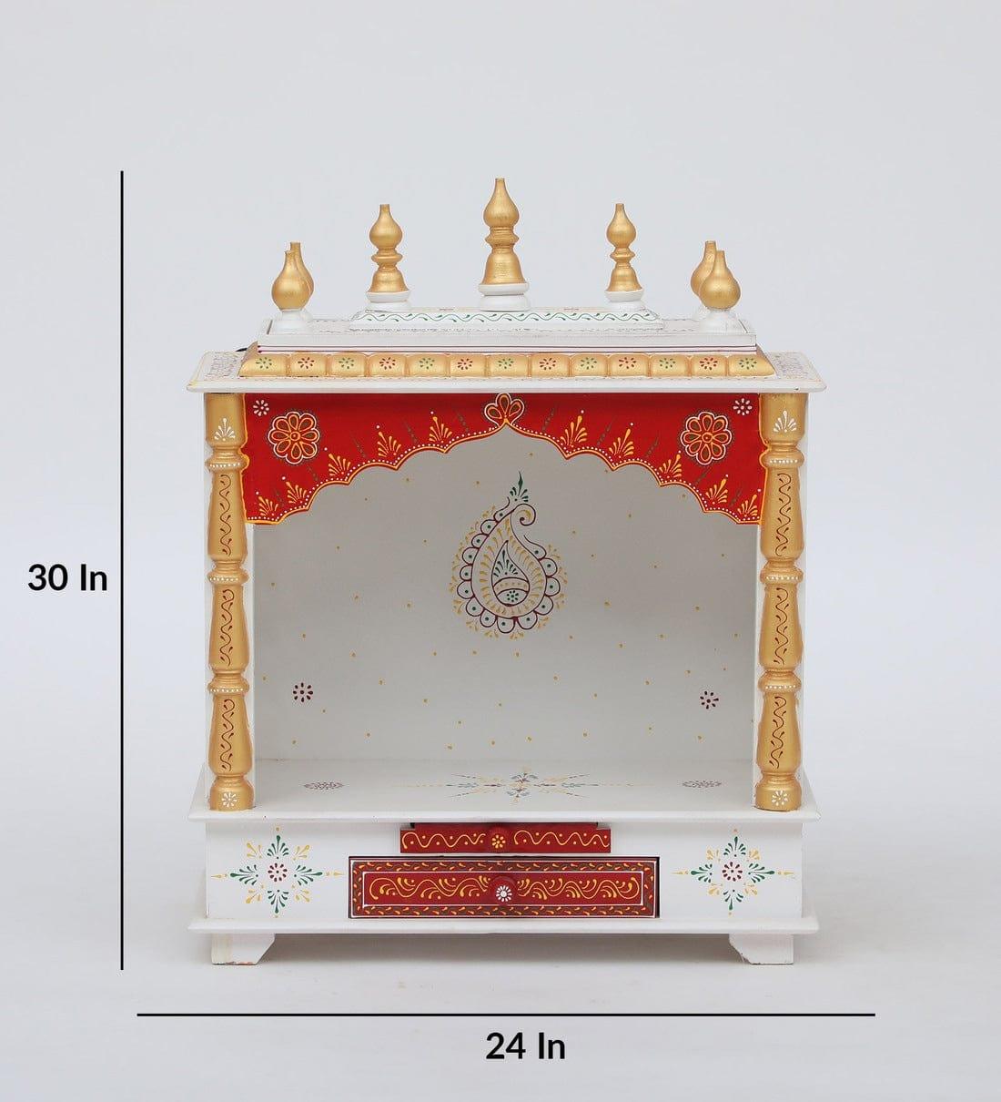 Multicolor Sheesham Wood & MDF Pooja Mandir Without Door, - Ouch Cart