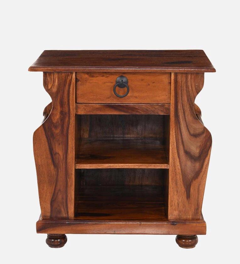 Sheesham Wood Bedside Table In Brown Colour - Ouch Cart