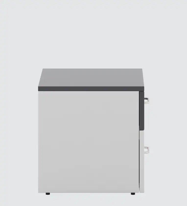 Bedside Table in Grey & Frosty White Finish with Drawers - Ouch Cart