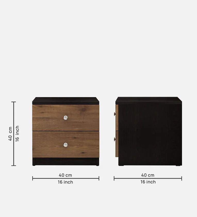 Engineered wood Bed Side Table In Knotty Wood & Wenge Finish - Ouch Cart