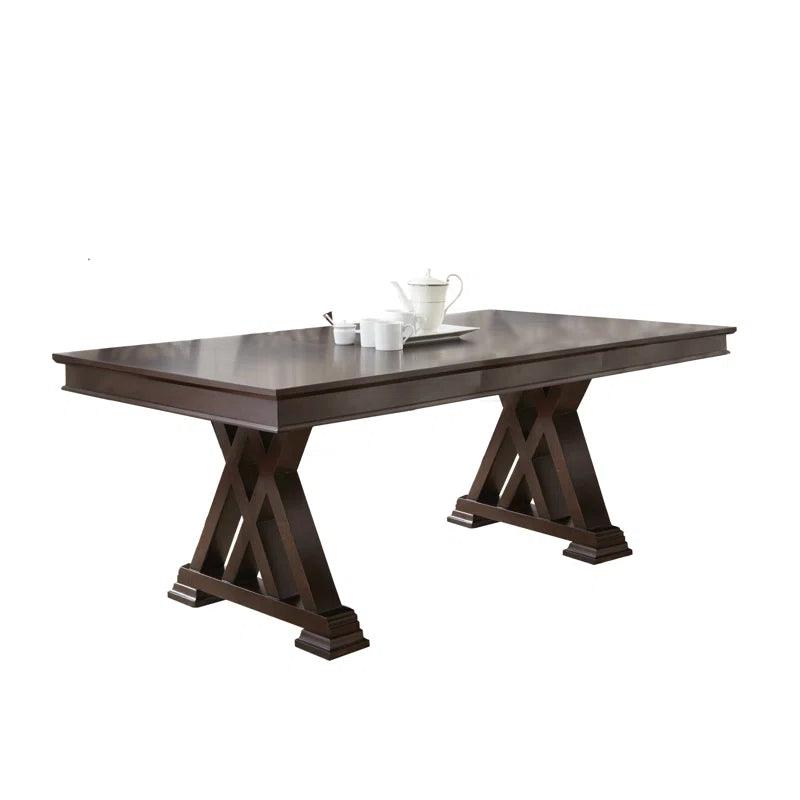 7 - Piece Extendable Rubberwood Double Pedestal Dining Set - Ouch Cart