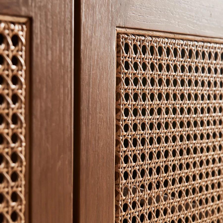 TEAK WOOD & RATTAN TV UNIT - Ouch Cart