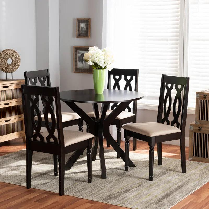 Solid Wood Top Pedestal Dining Set - Ouch Cart