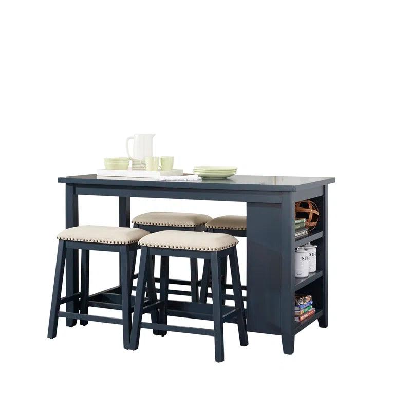 Counter Height Dining Set w/ Upholstered Seats - Ouch Cart