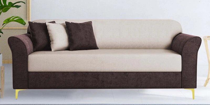 Velvet 3 Seater Sofa in Mocha Brown & Camel Beige Colou - Ouch Cart
