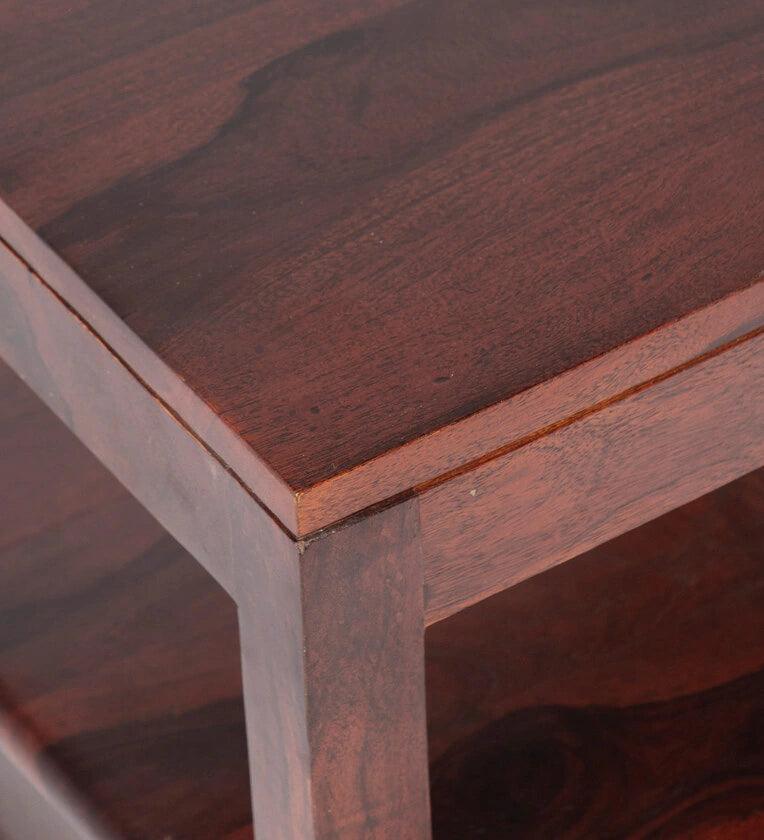 One Sheesham Wood Bedside Table in Walnut Finish with Drawer - Ouch Cart