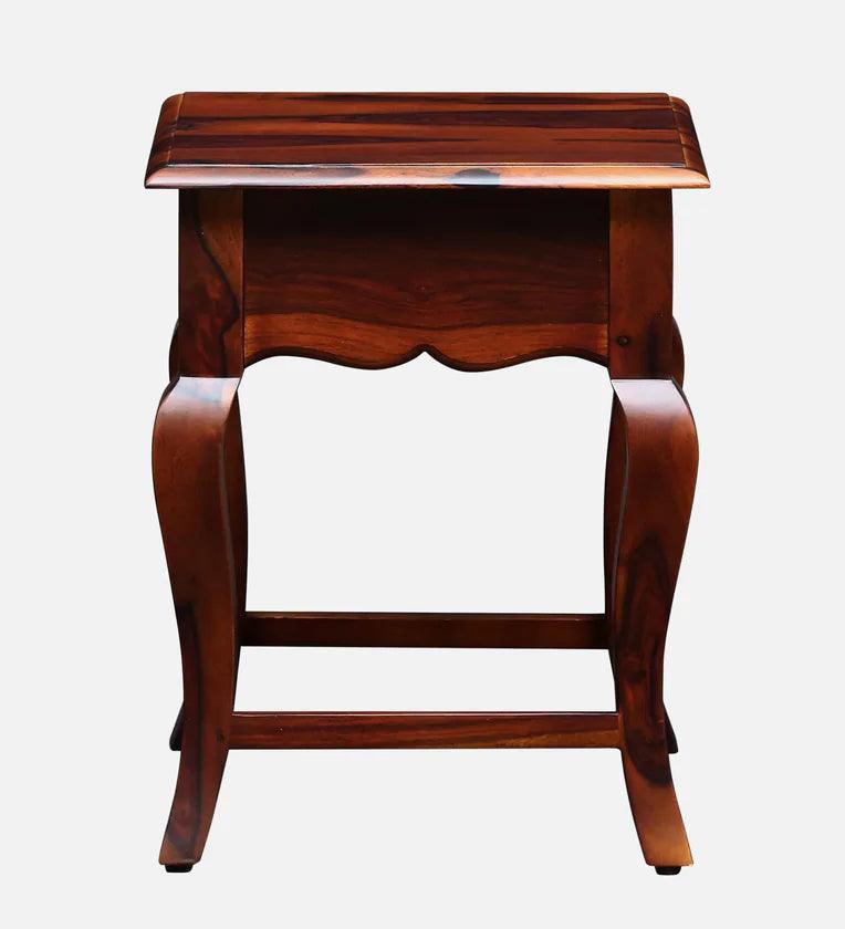 Sheesham Wood Bedside Table In Honey Oak Finish With Drawer - Ouch Cart