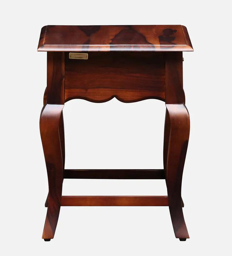 Sheesham Wood Bedside Table In Honey Oak Finish With Drawer - Ouch Cart