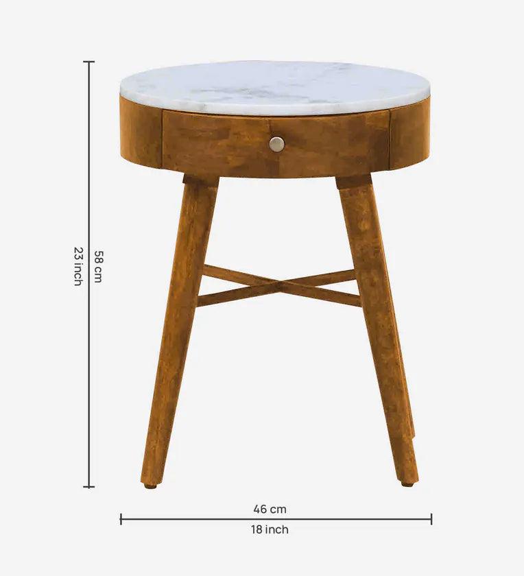 Sheesham Wood Bedside Table in Scratch Resistant Rustic Teak Finish With Drawer - Ouch Cart