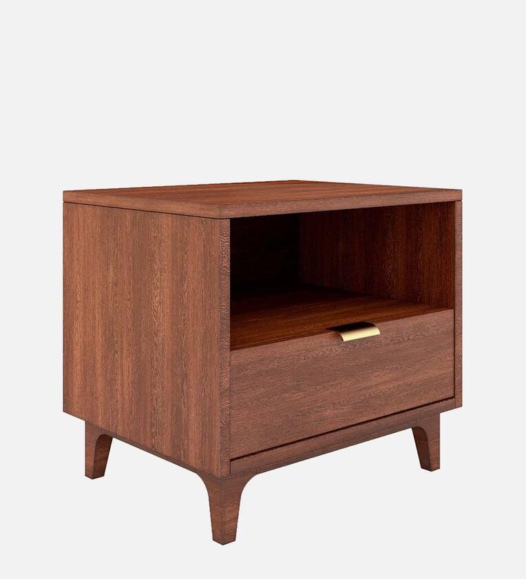 Olivia Bedside Table in Brown Finish with Drawer - Ouch Cart