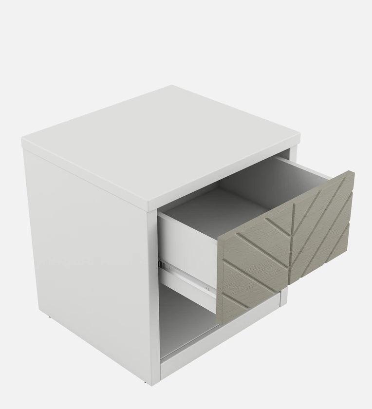 Alaska Bedside Table in High Gloss White Finish With Drawer - Ouch Cart