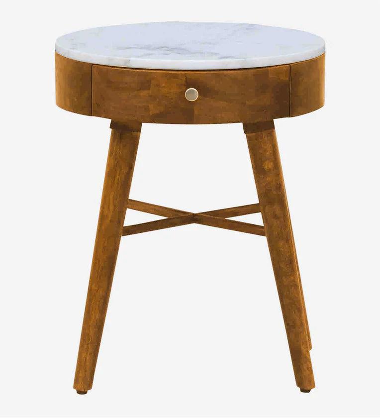 Sheesham Wood Bedside Table in Scratch Resistant Rustic Teak Finish With Drawer - Ouch Cart