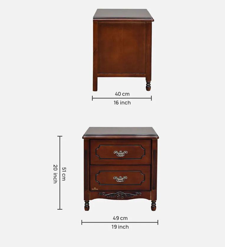 Solid Wood Bedside Table In Brown & Black Colour - Ouch Cart