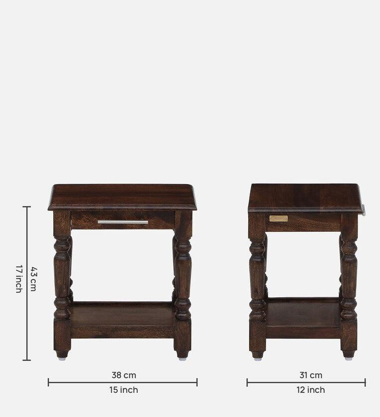 Sheesham Wood Nightstand In Provincial Teak Finish - Ouch Cart