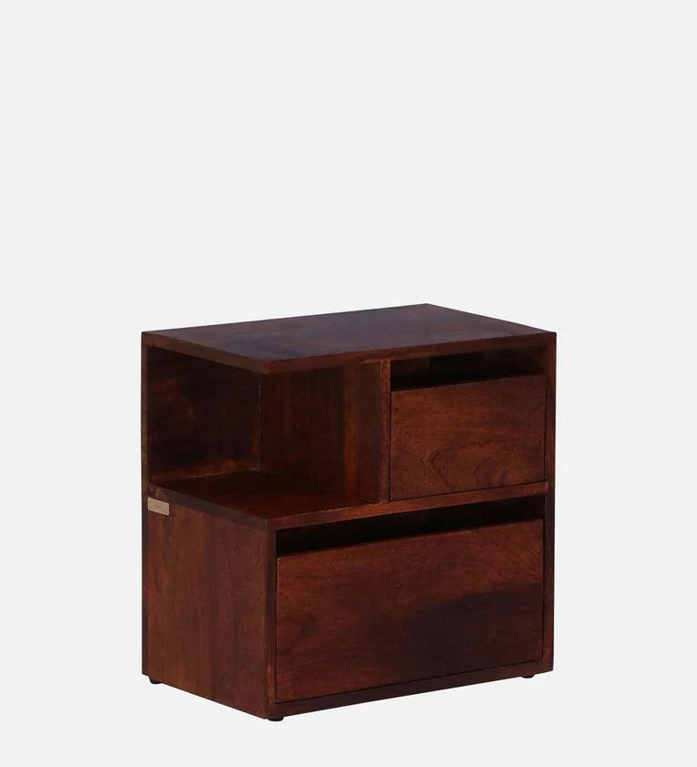 Z Solid Wood Lhs Bedside Table In Honey Oak Finish With Drawers - Ouch Cart