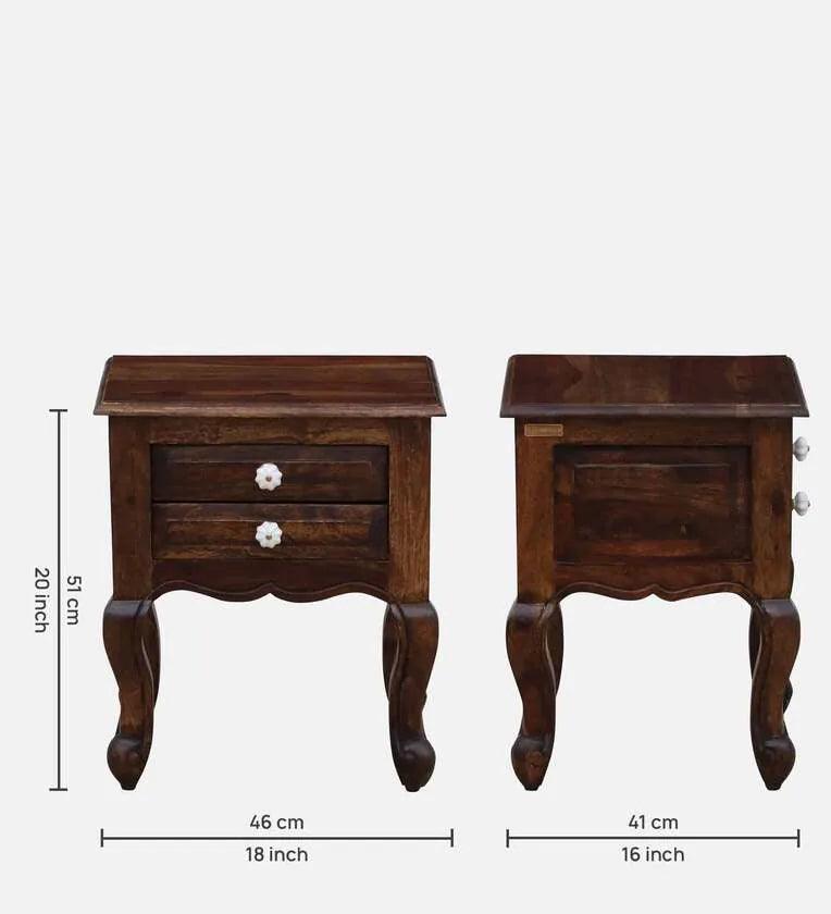 Sheesham Bedside Table In Scratch Resistant Provincial Teak Finish - Ouch Cart
