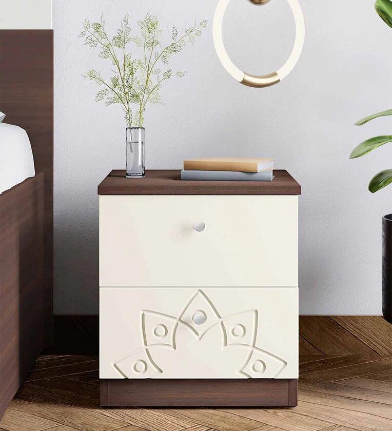 Bed Side Table in Frosting Cream Finish - Ouch Cart