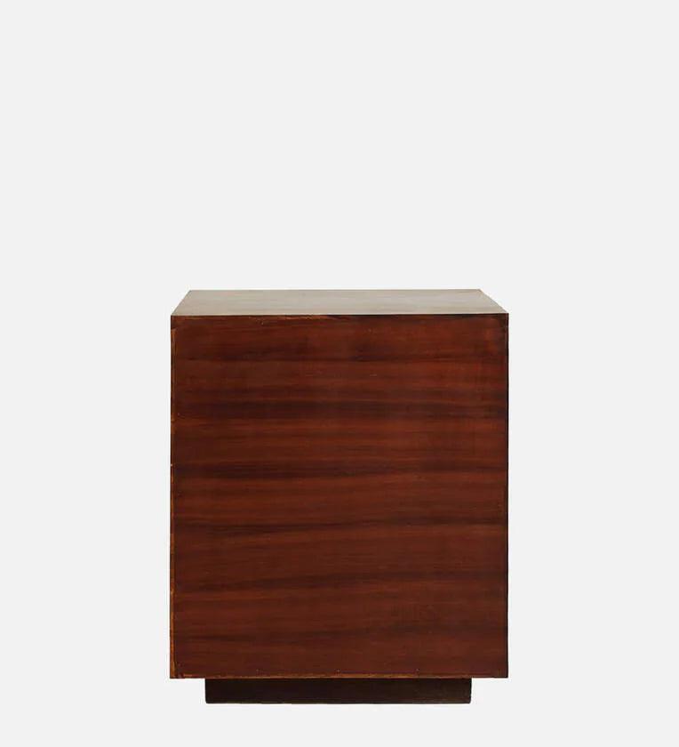 Solid Wood Bedside Table With Drawers in Walnut Finish - Ouch Cart