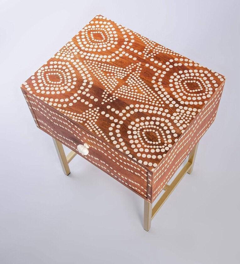 Solid Wood Bedside Table In Natural Finish - Ouch Cart