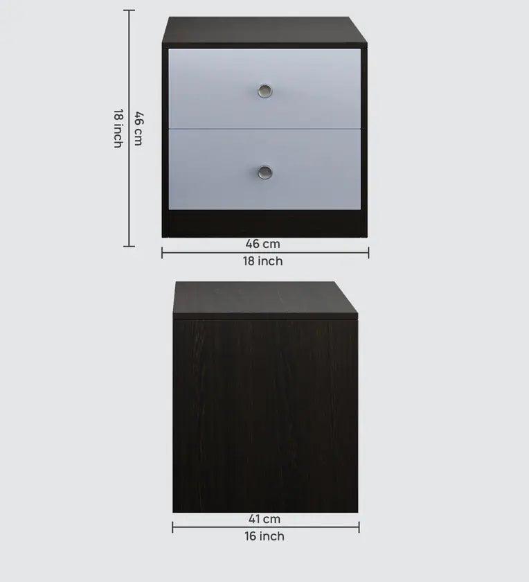 Bedside Table in Brown Flowery Wenge & Cold White Finish - Ouch Cart