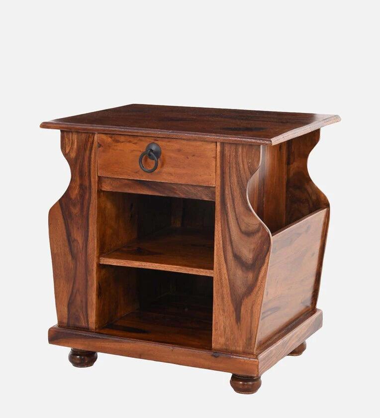 Sheesham Wood Bedside Table In Brown Colour - Ouch Cart