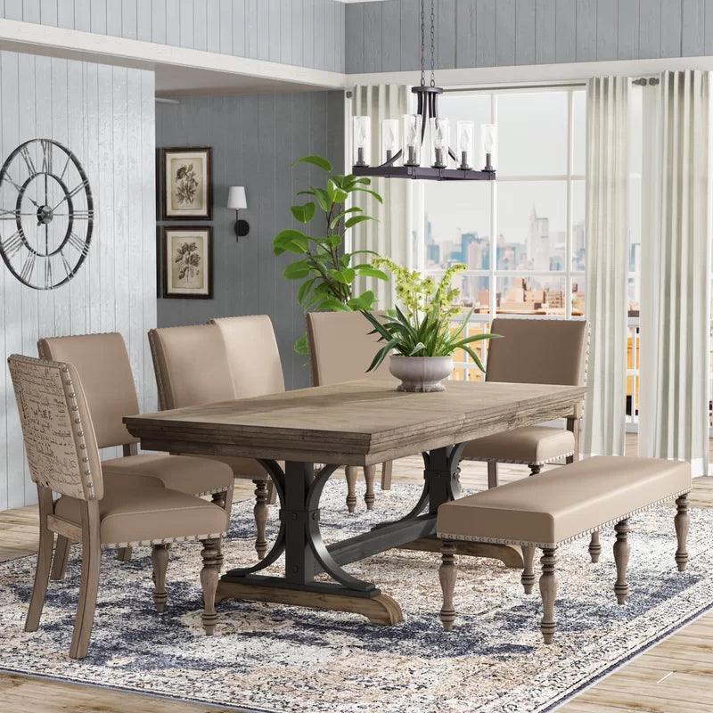 Extendable Double Pedestal Dining Set - Ouch Cart