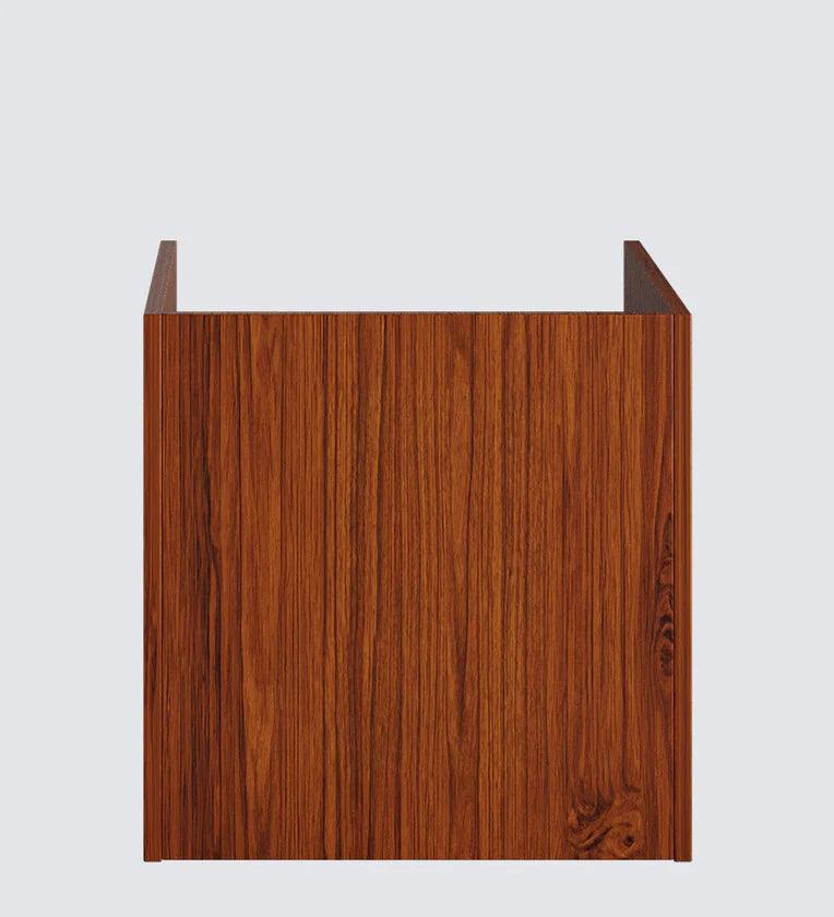 Bedside Table in Natural Teak & Cold White Finish - Ouch Cart