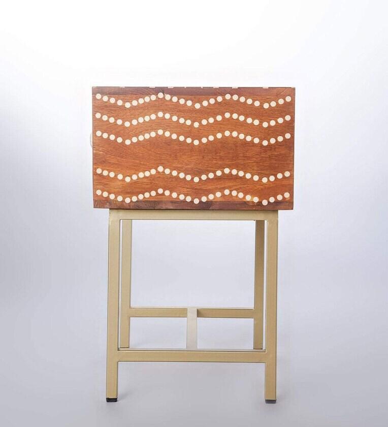 Solid Wood Bedside Table In Natural Finish - Ouch Cart