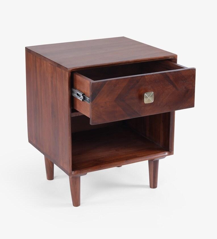 Sheesham Wood Bedside Table In Brown Finish - Ouch Cart