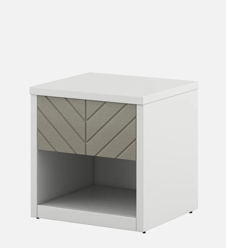 Alaska Bedside Table in High Gloss White Finish With Drawer - Ouch Cart