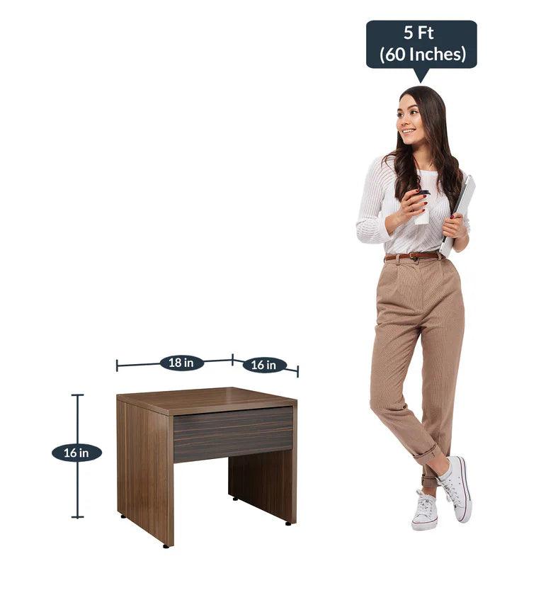 Bedside Table in Cairo Walnut & Dark Ebony Finish with Drawer - Ouch Cart