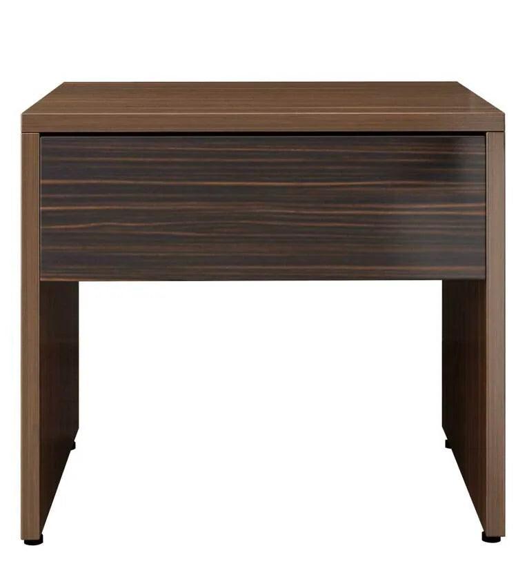 Bedside Table in Cairo Walnut & Dark Ebony Finish with Drawer - Ouch Cart