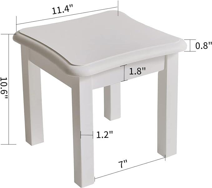 Step Ladder, Small Plant Stand Stool, 11.5*11.5*10.6inch Natural Solid Wood Stool, Holds Up to 330lbs Great for Adults Kitchen Bedroom, White JPRF-1498 - Ouch Cart