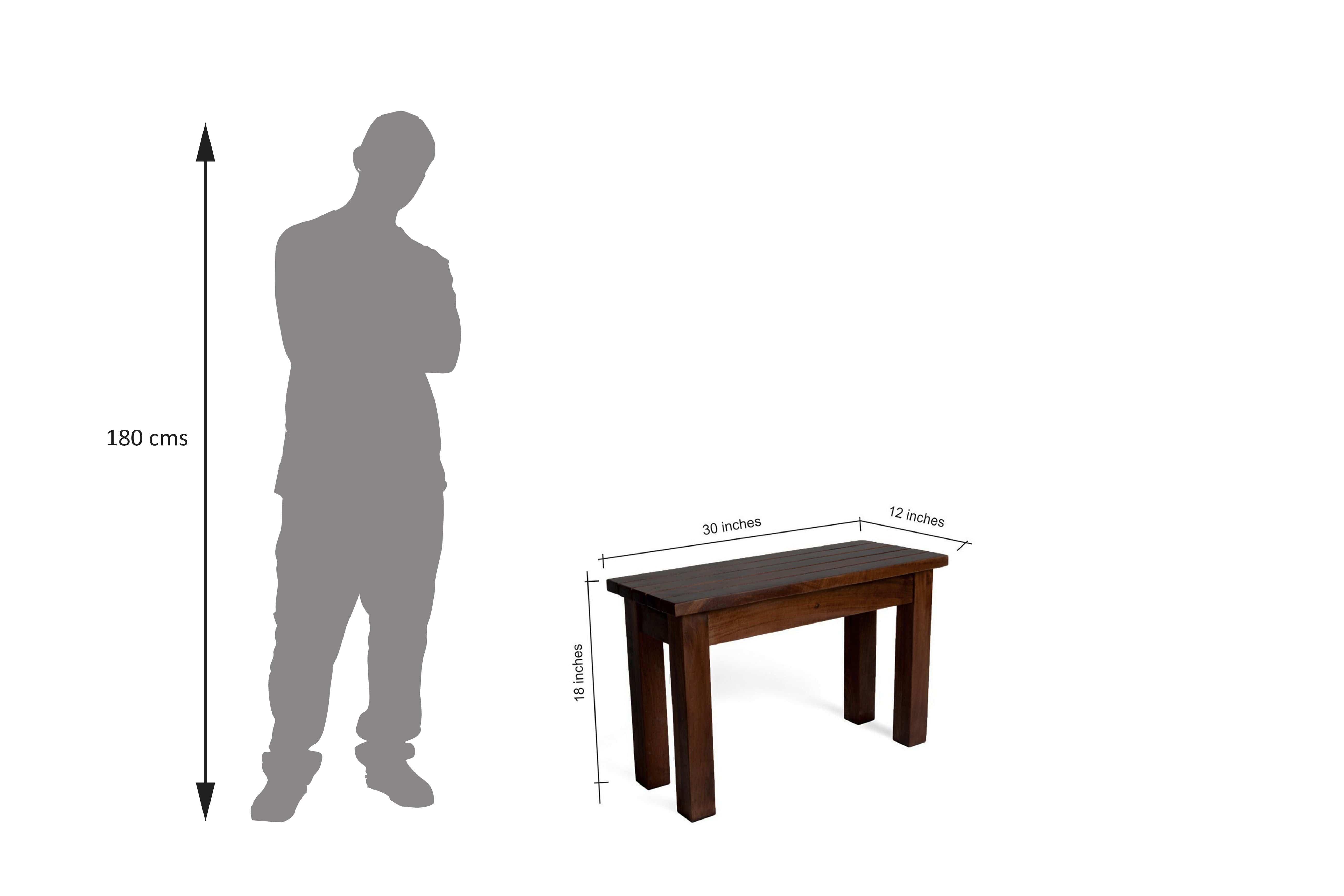 Sheesham Wood Hallway Bench In Walnut Finish - Ouch Cart