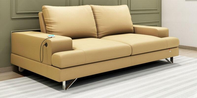 Leatherette 3 Seater Sofa in Mushroom Brown Colour - Ouch Cart