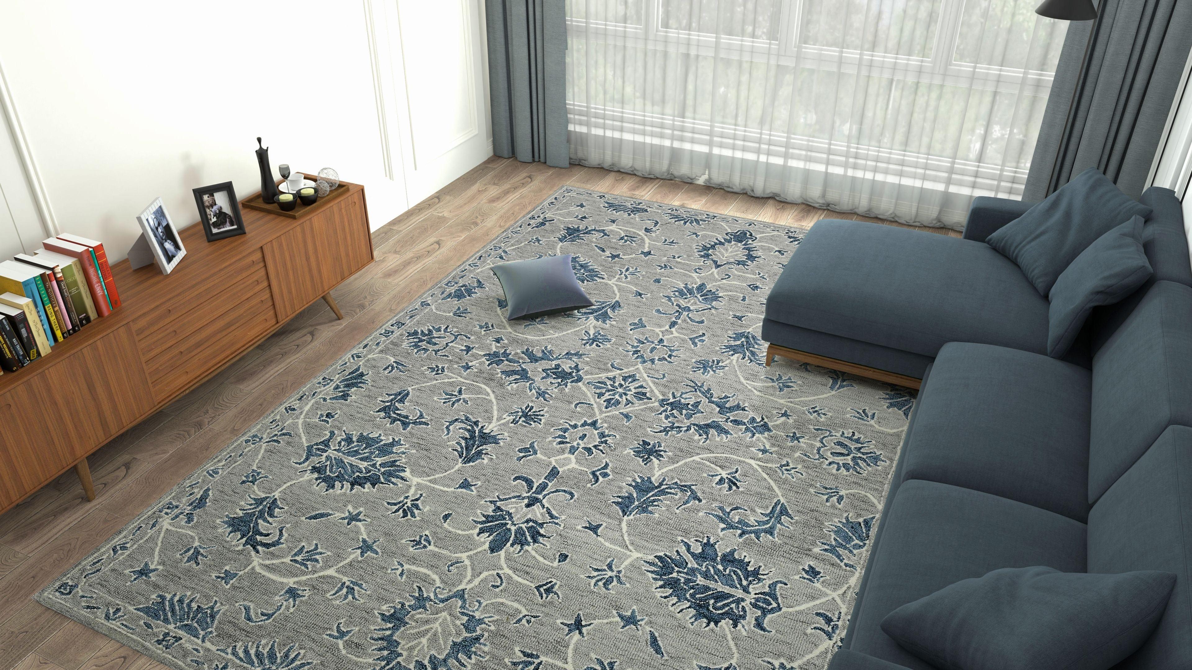 Gray Wool Romania 8X10 Feet Hand-Tufted Carpet - Rug - Ouch Cart