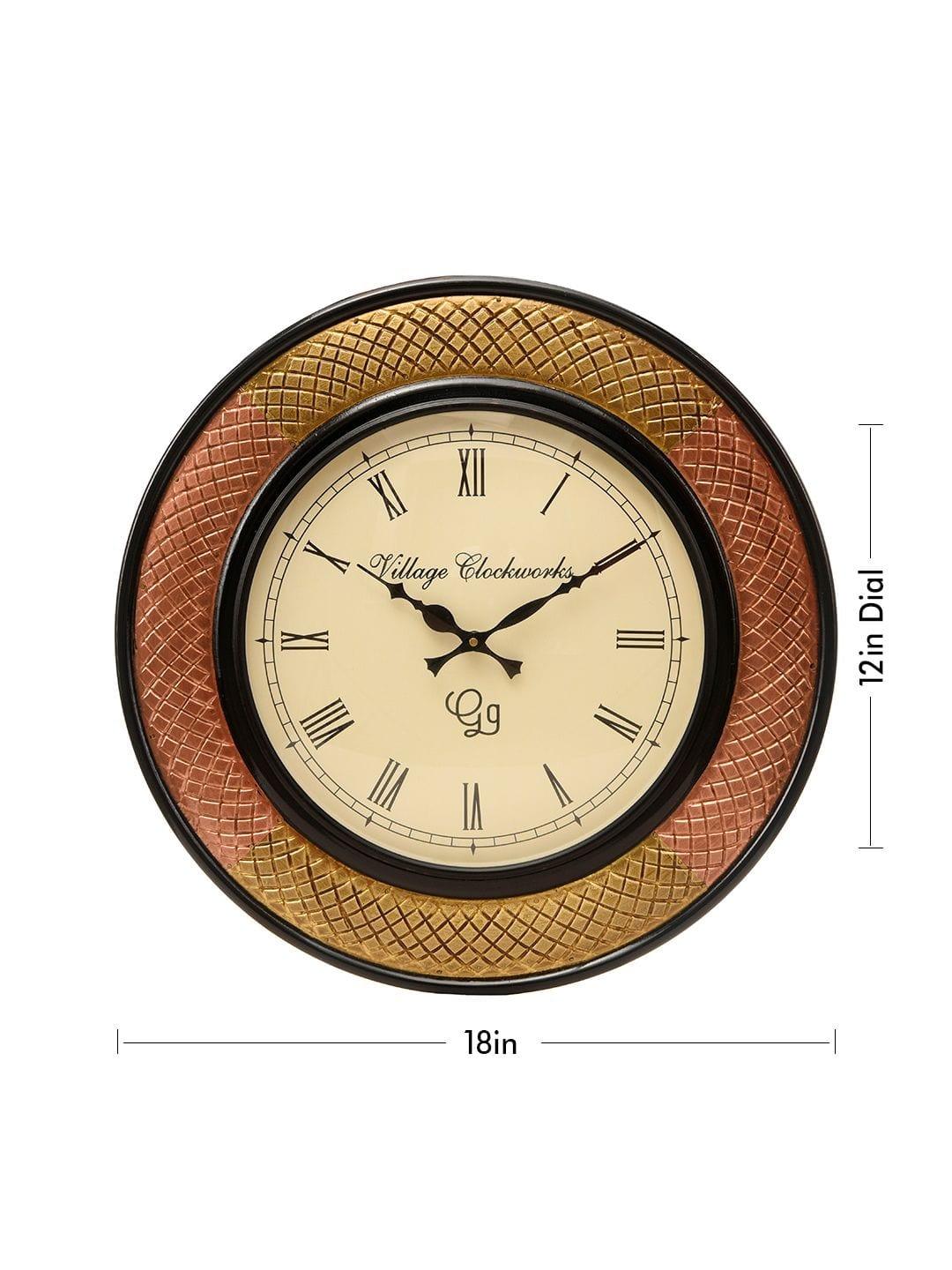 Round Polish with Metal Brass 18 Inches Wall Clock - Ouch Cart