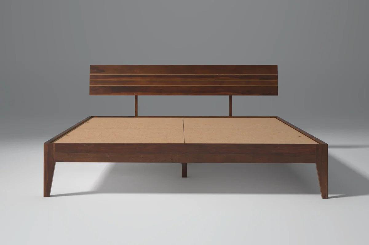 Pully Low Sheesham Wood Bed Light Rosewood Without Box Storage