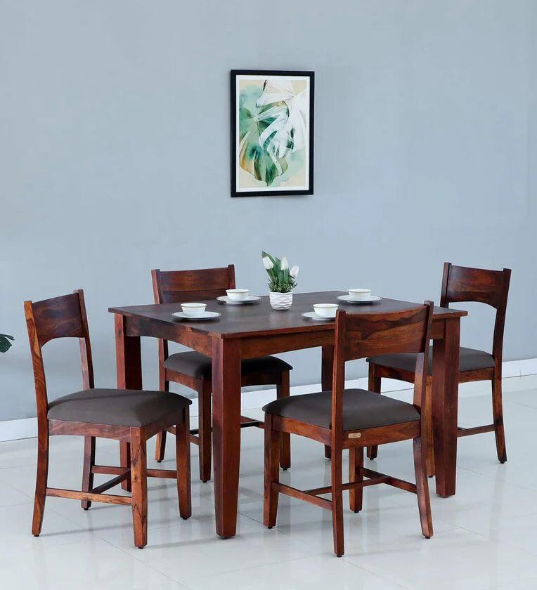 Sheesham Wood 4 Seater Dining Set in Scratch Resistant Honey Oak Finish - Ouch Cart