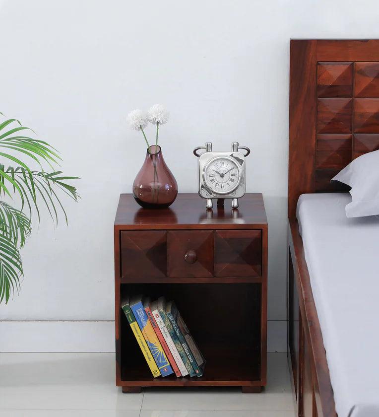 Sheesham Wood Bedside Table in Honey Colour - Ouch Cart