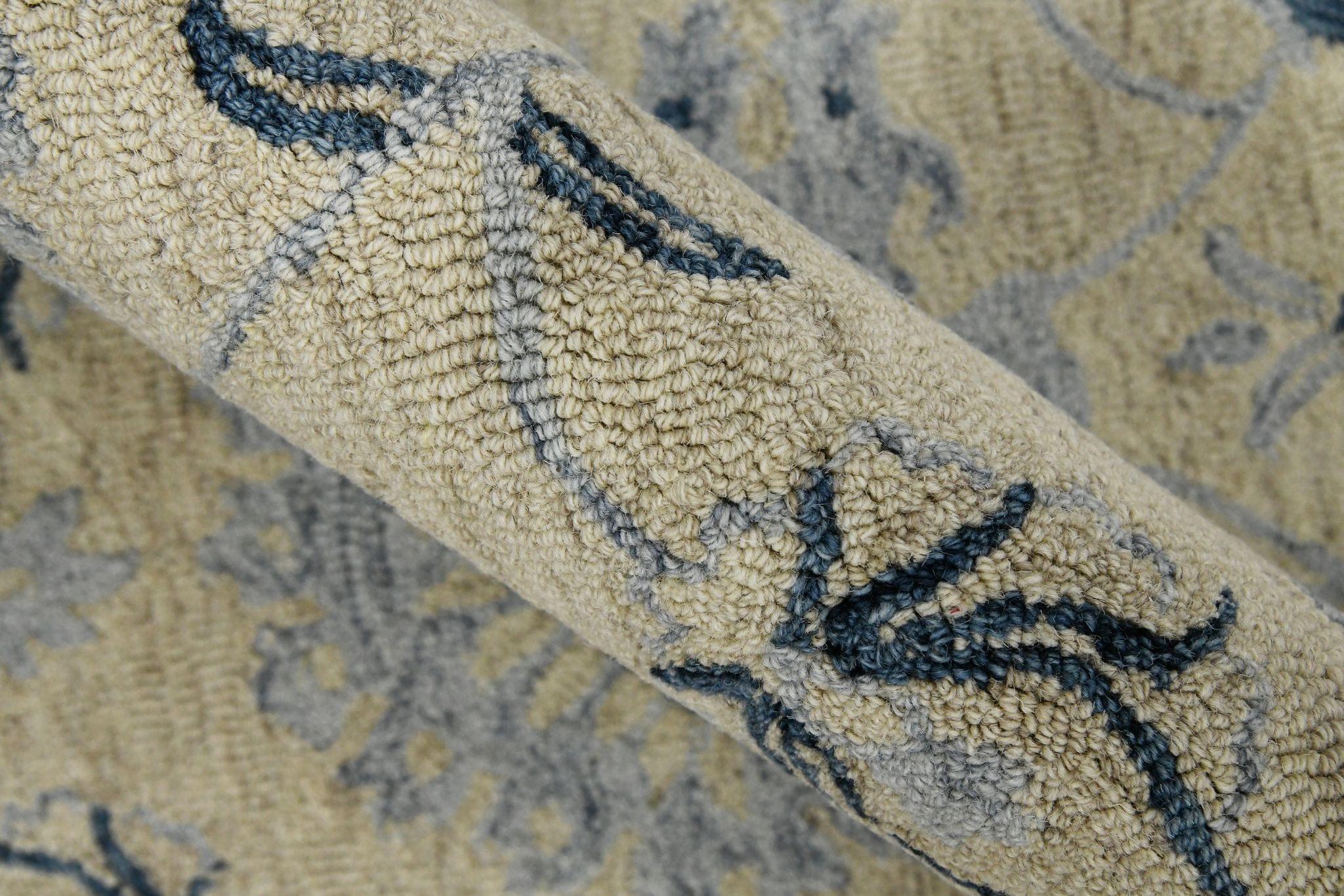 Light Blue Wool Romania 5x8 Feet Hand-Tufted Carpet - Rug - Ouch Cart