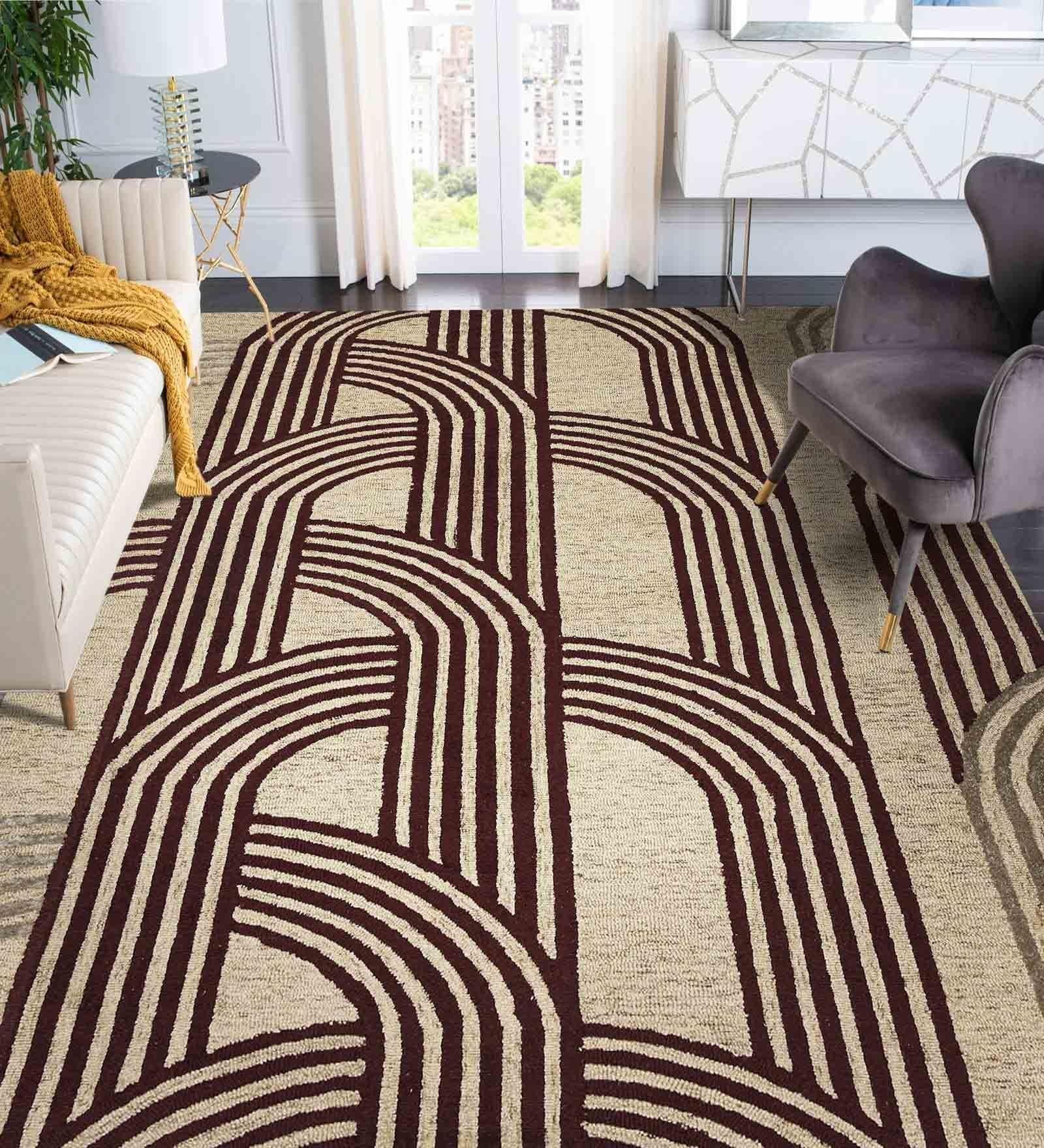 RED ROBIN Wool & Viscose Canyan 8x10 Feet Hand-Tufted Carpet - Rug - Ouch Cart