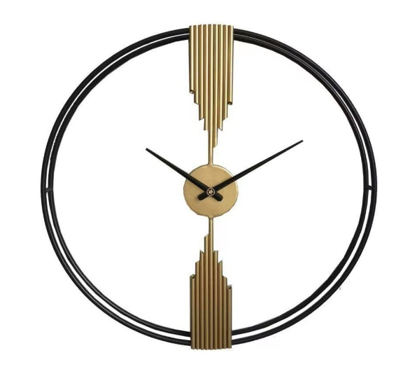 Double Ring Pipe Wall Clock Gold & Black 24Inch