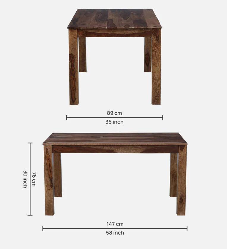 Sheesham Wood 6 Seater Dining Set In Rustic Teak Finish - Ouch Cart