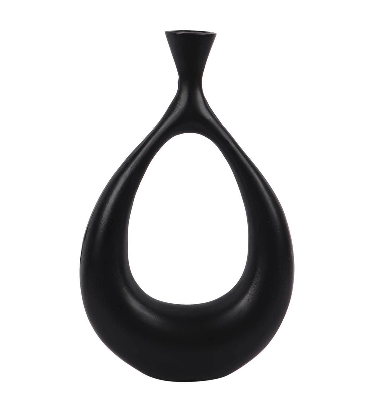 Raw Black Pendo Aluminium Oblong Table Vase In Raw Finish, M.M.I. OVERSEAS