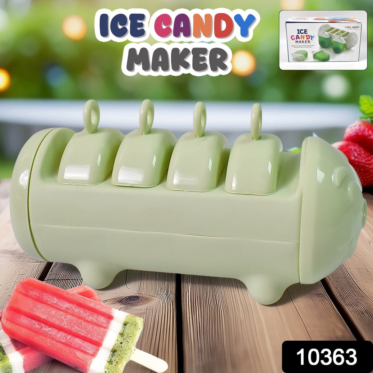Plastic Ice Candy Maker 4 Compartment Grid Kulfi Candy (1 Pc) Wukusy