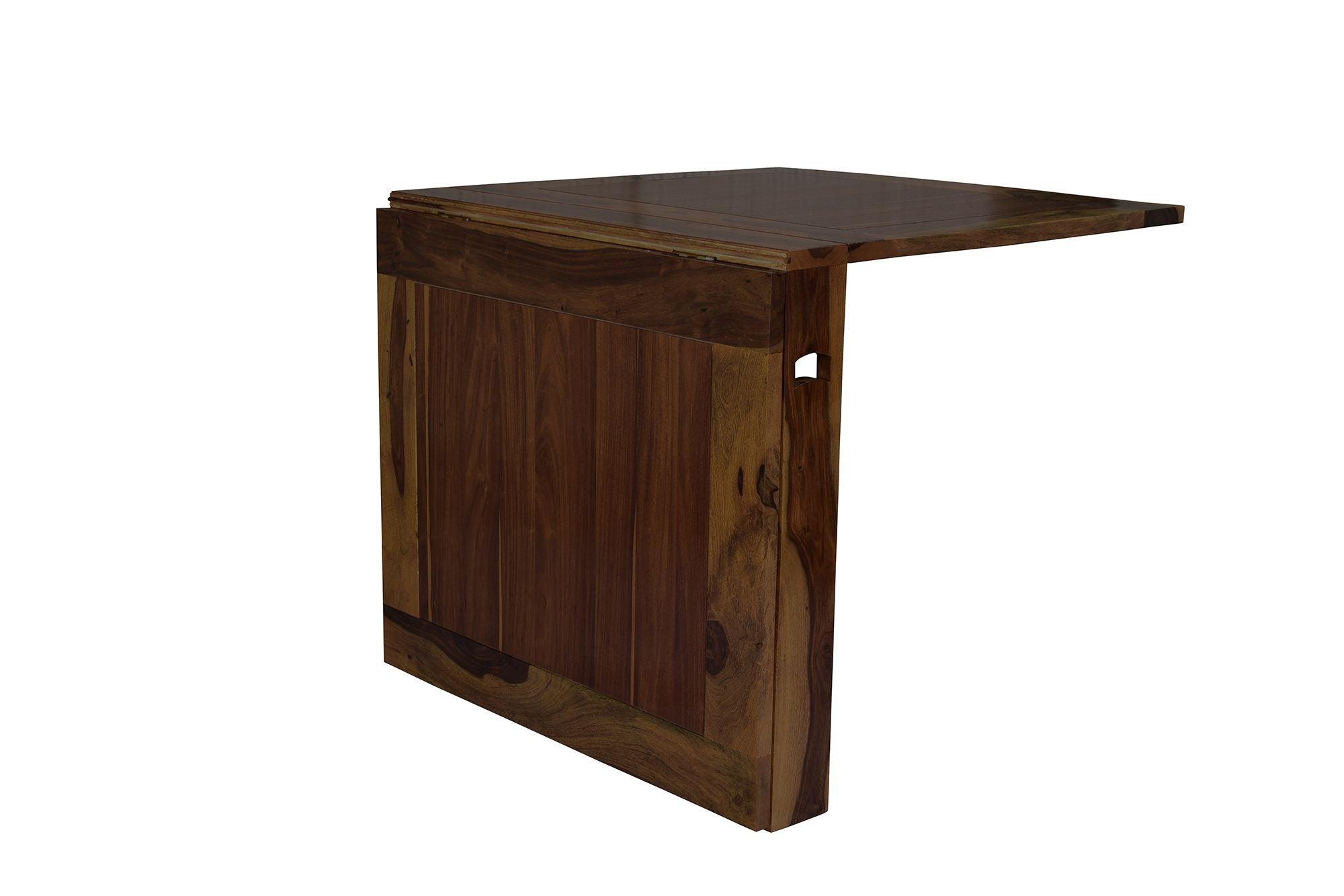 Sheesham Wood foldable dining table in walnut finish - Ouch Cart
